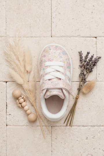 Zapatillas deportivas brillantes con flores en rosa Tessina 2