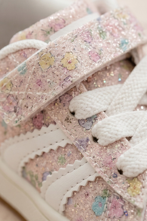 Zapatillas deportivas brillantes con flores en rosa Tessina