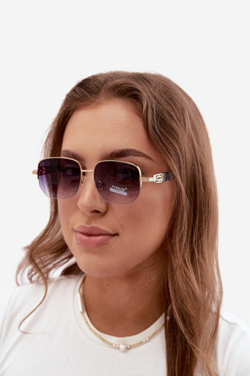 Gafas de sol con montura delgada y filtro UV, dorado-negro