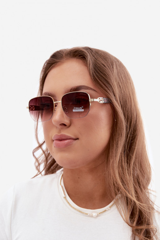 Gafas de sol con montura delgada y filtro UV, marrón