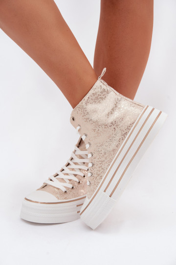 Botas casuales doradas para mujer con plataforma INildrose