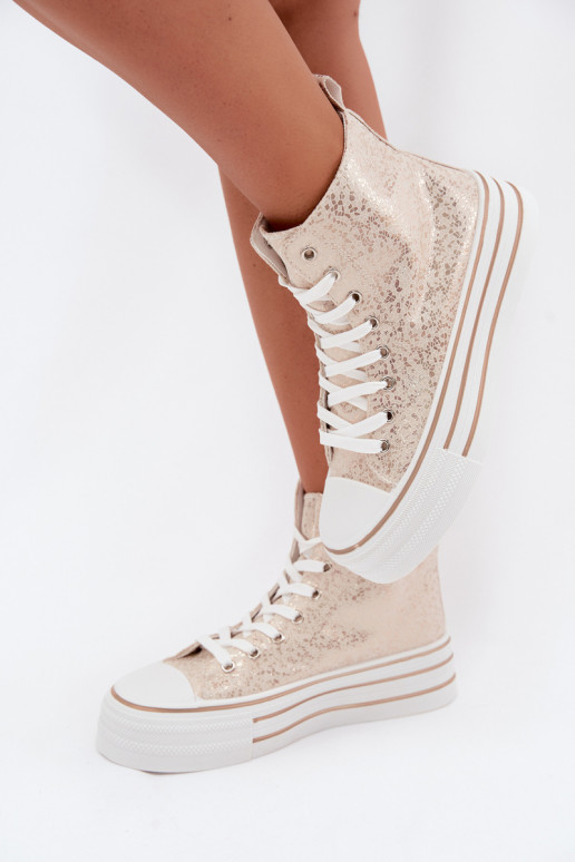 Botas casuales doradas para mujer con plataforma INildrose