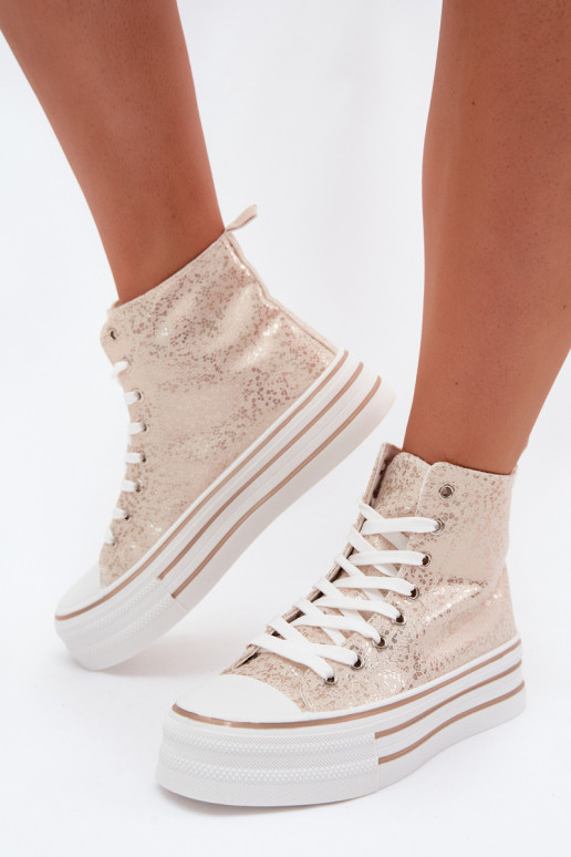 Botas casuales doradas para mujer con plataforma INildrose