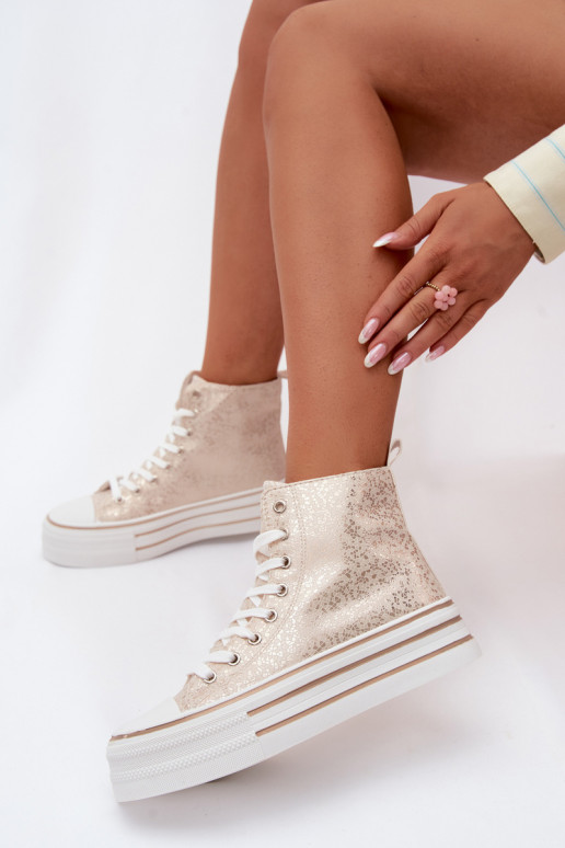 Botas casuales doradas para mujer con plataforma INildrose