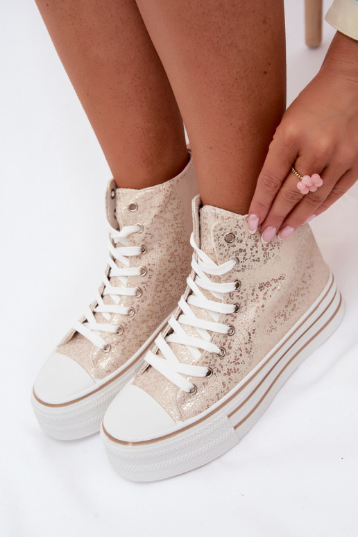 Botas casuales doradas para mujer con plataforma INildrose