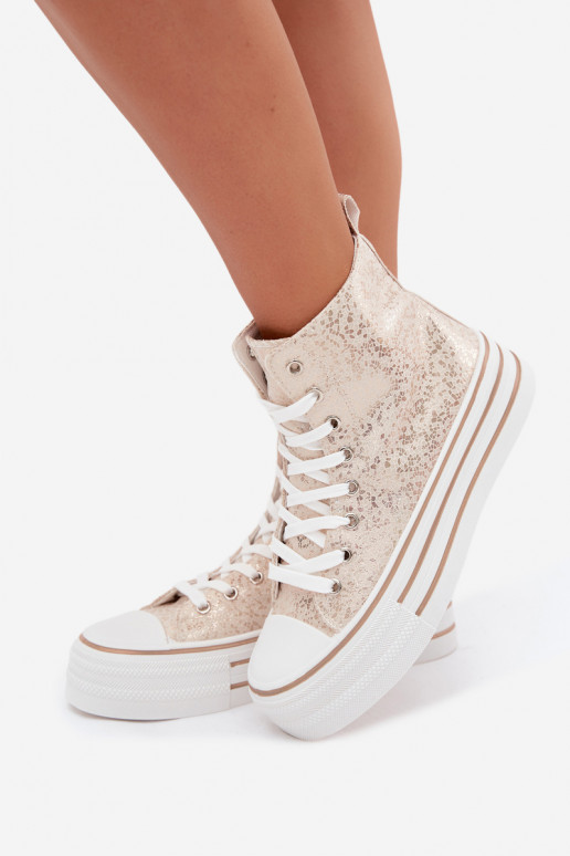 Botas casuales doradas para mujer con plataforma INildrose
