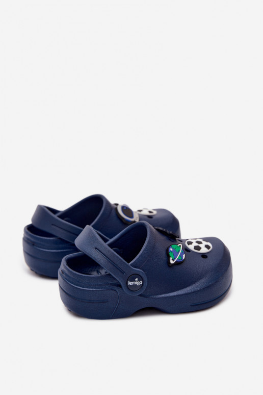 Zuecos ligeros para niños azul oscuro con hebillas LEMIGO COSMO