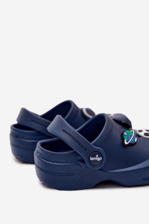 Zuecos ligeros para niños azul oscuro con hebillas LEMIGO COSMO
