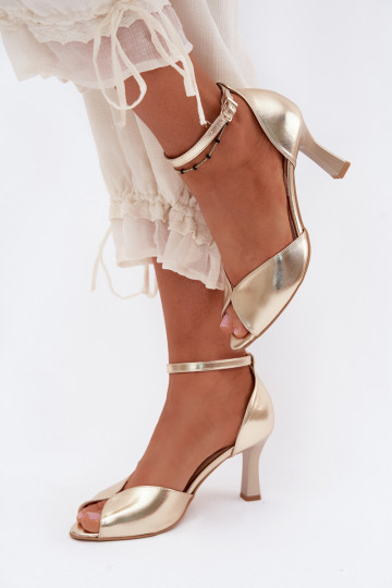 Sandalias doradas para mujer con tacón bajo Zazoo 1120