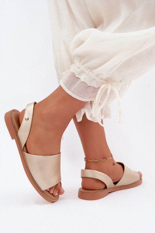 Sandalias de color dorado con tacones anchos Pollyanna