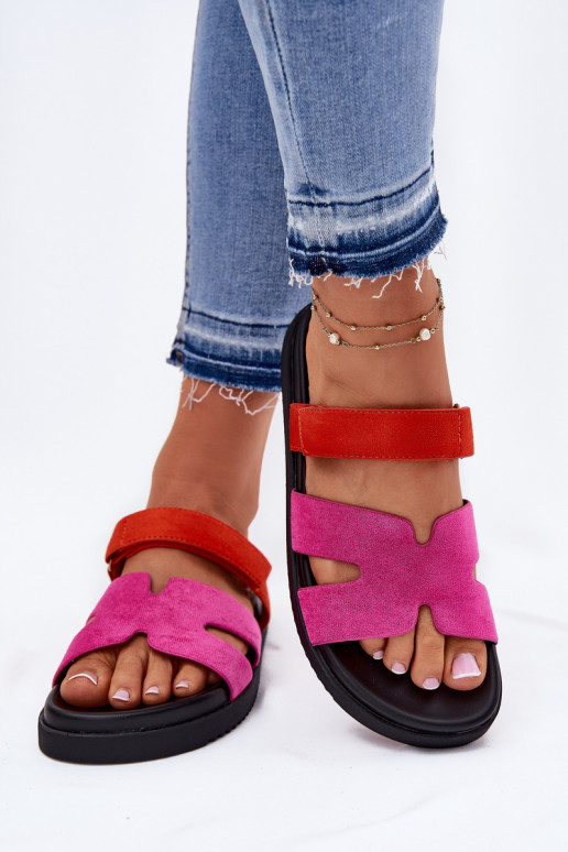 Zapatillas de mujer con cierre adhesivo Vinceza 17401 en color rosa