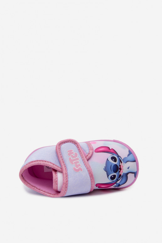 Chanclas infantiles con velcro STITCH rosas