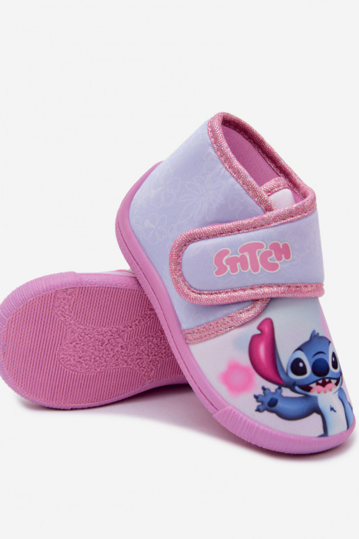 Chanclas infantiles con velcro STITCH rosas