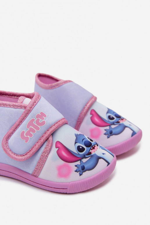 Chanclas infantiles con velcro STITCH rosas