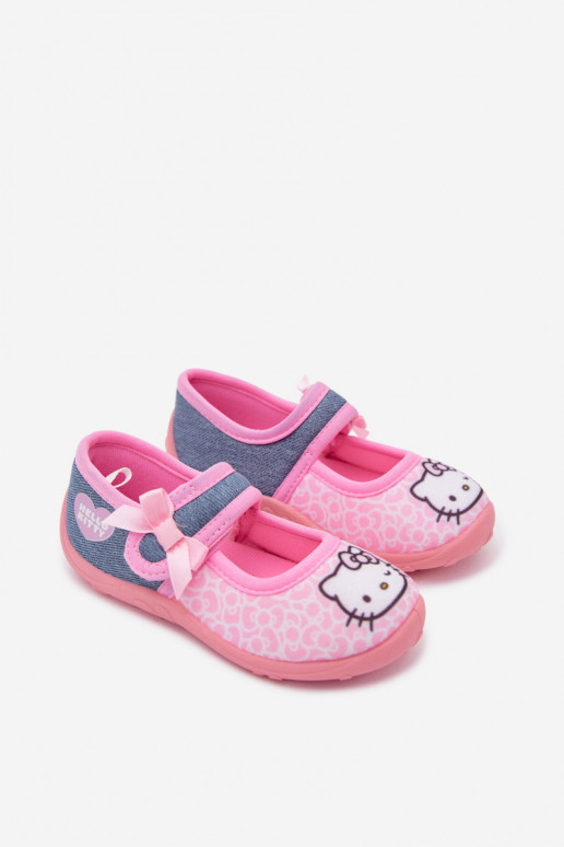 Chanclas infantiles con velcro HELLO KITTY rosas