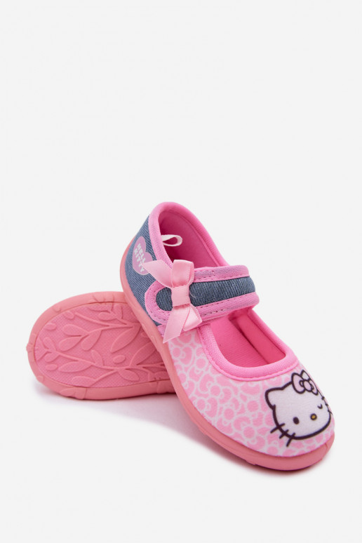 Chanclas infantiles con velcro HELLO KITTY rosas