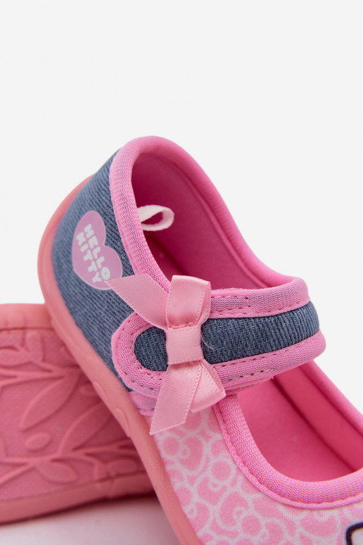 Chanclas infantiles con velcro HELLO KITTY rosas