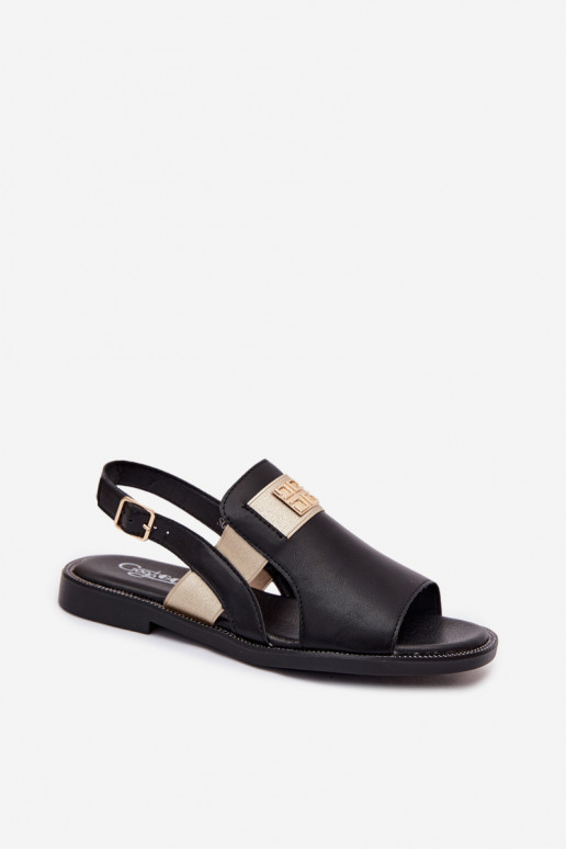 Sandalias de mujer negras con detalles dorados Birdie