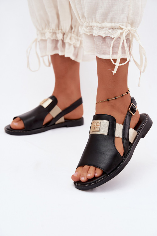 Sandalias de mujer negras con detalles dorados Birdie