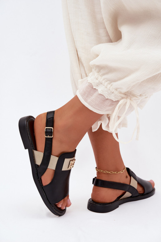 Sandalias de mujer negras con detalles dorados Birdie