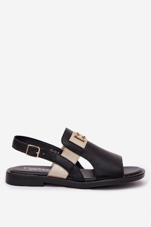 Sandalias de mujer negras con detalles dorados Birdie