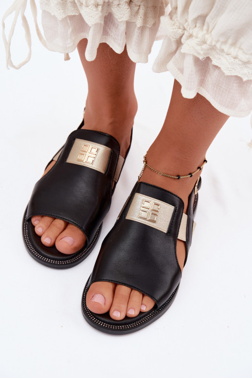 Sandalias de mujer negras con detalles dorados Birdie