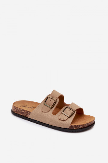 Zapatillas de hombre color arena con hebillas Ruby