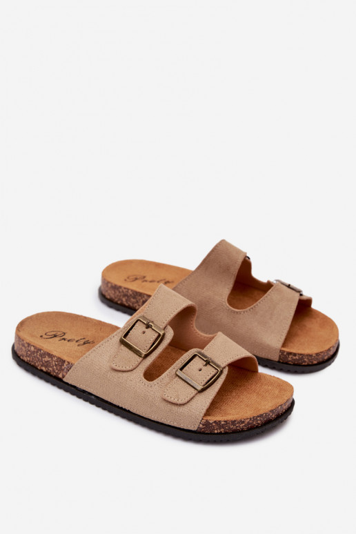 Zapatillas de hombre color arena con hebillas Ruby