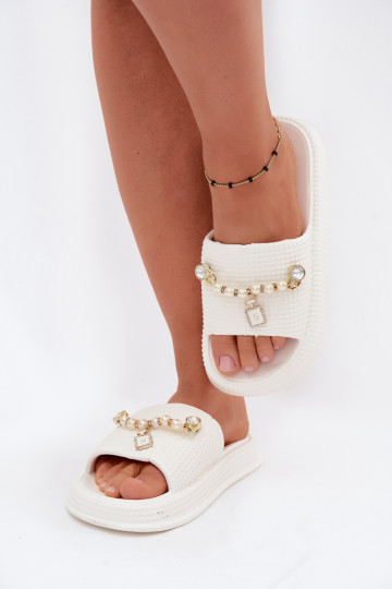 Zapatillas de mujer blancas ligeras con adornos Rosehip