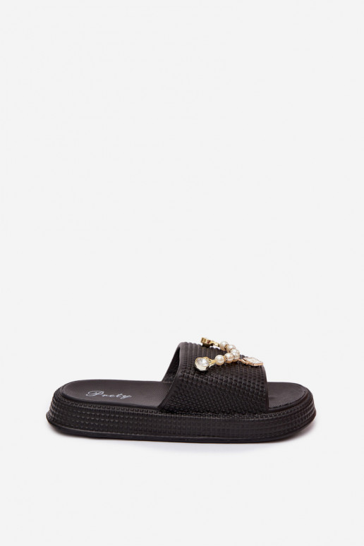 Zapatillas de mujer negras ligeras con adornos Rosehip