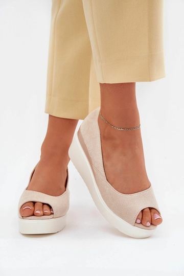 Sandalias de plataforma beige para mujer en ante sintético "Velira" 2