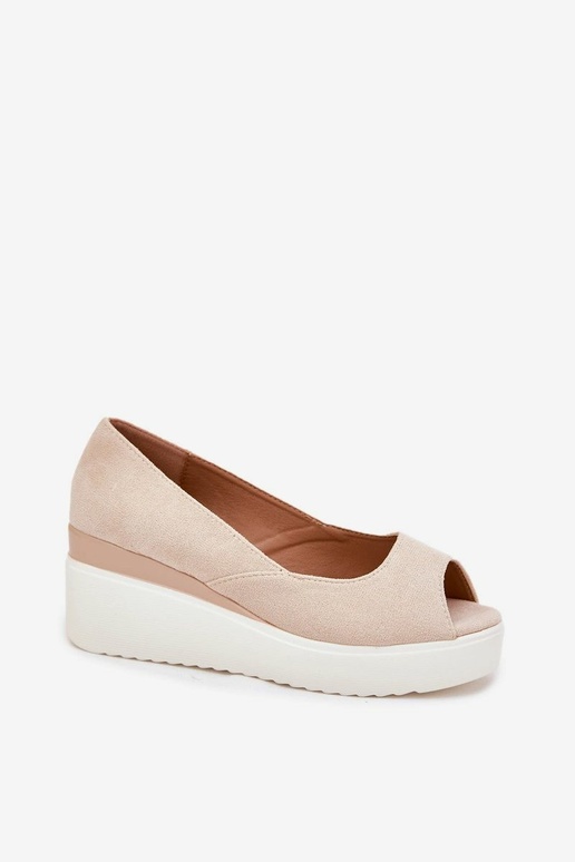 Sandalias de plataforma beige para mujer en ante sintético "Velira"