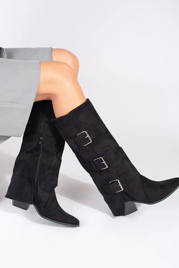 Botines de tacón de ante...
