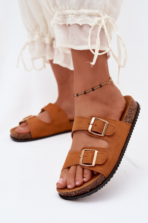 Zapatillas de mujer marrones con hebillas Brigid