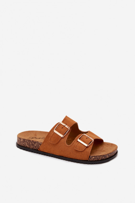 Zapatillas de mujer marrones con hebillas Brigid