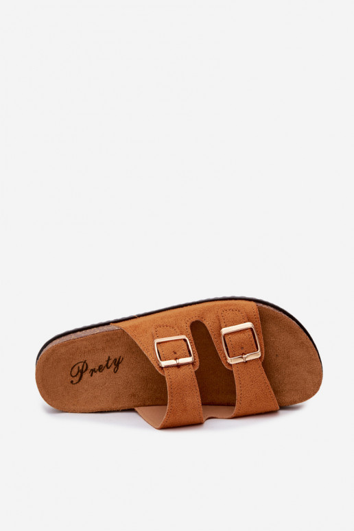 Zapatillas de mujer marrones con hebillas Brigid