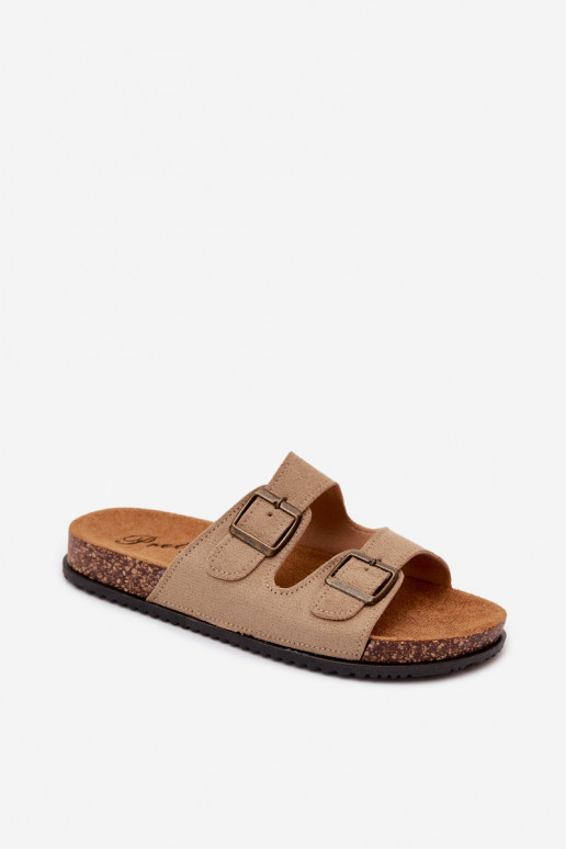Zapatillas de mujer color arena con hebillas Brigid