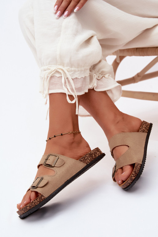 Zapatillas de mujer color arena con hebillas Brigid