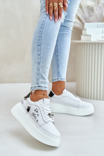 Piel Zapatillas modelo zapatos. Femenino con una plataformaPrzypinkami I Activadopisem Vinceza 89102 el color blanco 2