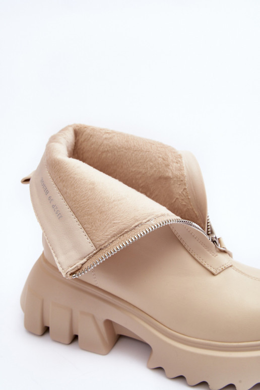 Botines con plataforma y cremalleras en color arena Kusma