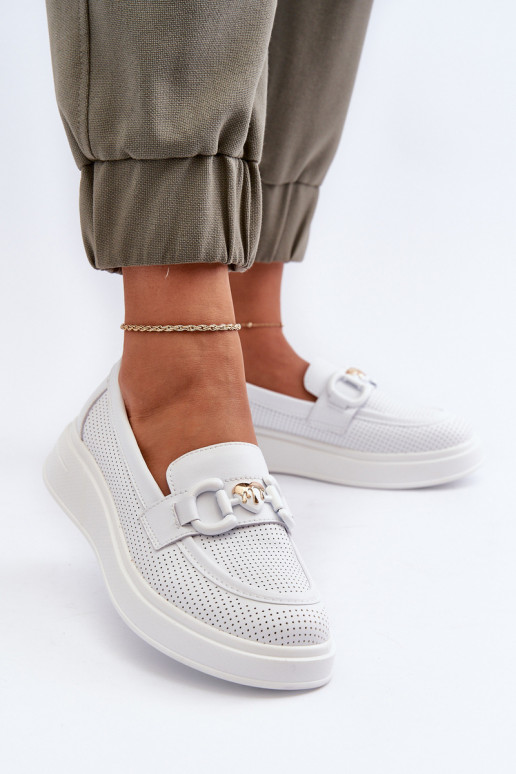 Mocasines de plataforma para mujer en color blanco S.Barski LR720