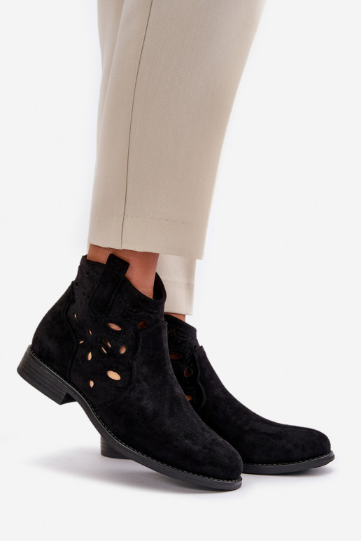 Botines de mujer con elementos de encaje en color negro S.Barski HY42-081