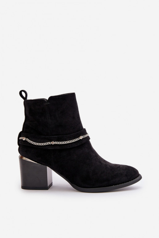 Botines aislados para mujer con cadenas de ante sintético en negro Hanalen