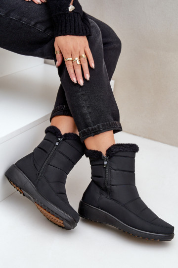 Botas de nieve para mujer con piel en color negro Fiorittia
