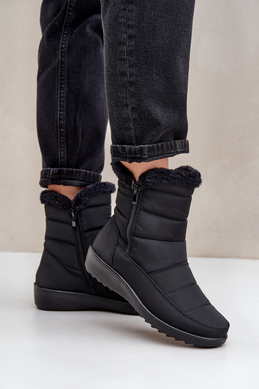 Botas de nieve para mujer con piel en color negro Fiorittia