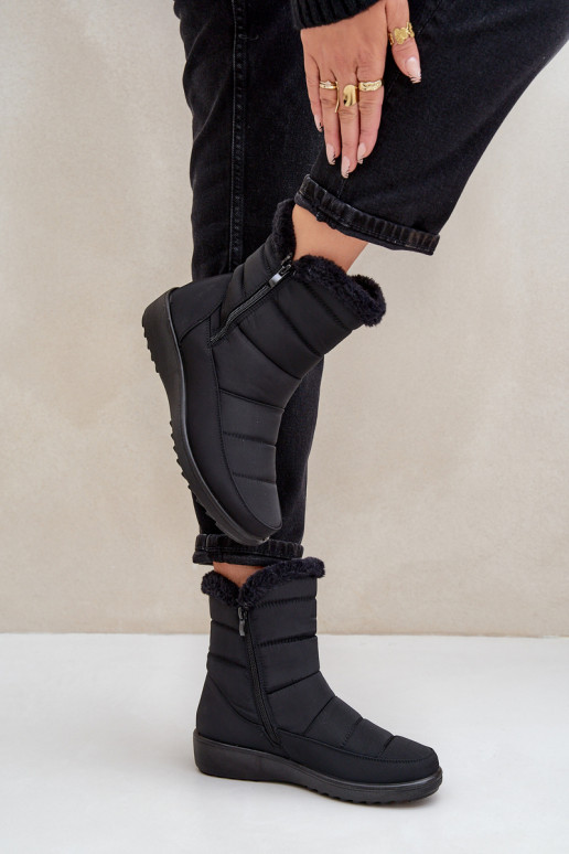 Botas de nieve para mujer con piel en color negro Fiorittia
