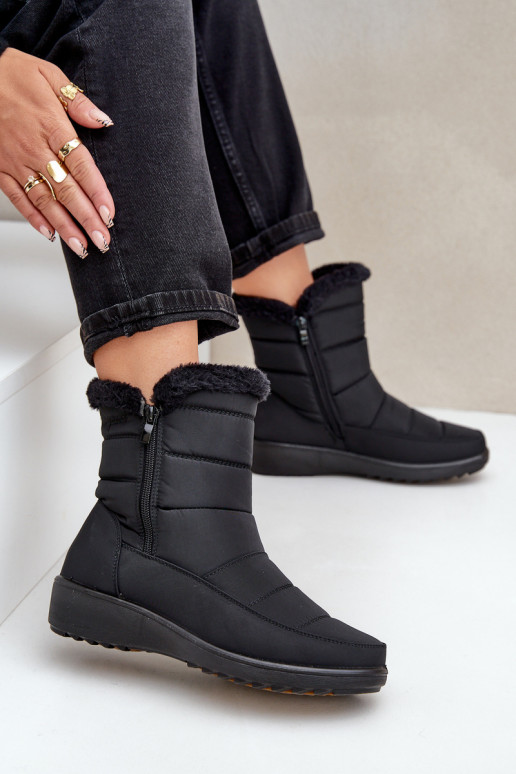 Botas de nieve para mujer con piel en color negro Fiorittia