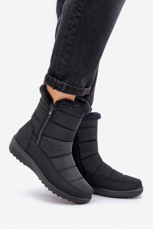 Botas de nieve para mujer con piel en color negro Fiorittia