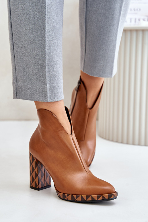 Botines de cuero marrón con tacones Laura Messi 2836