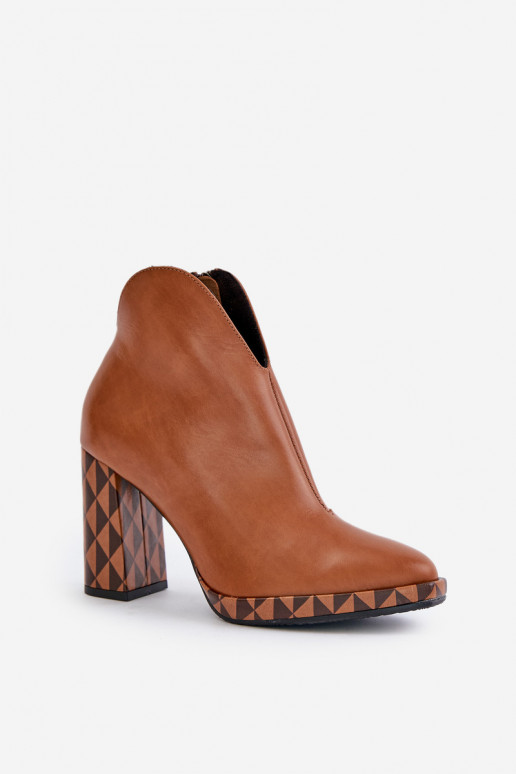 Botines de cuero marrón con tacones Laura Messi 2836